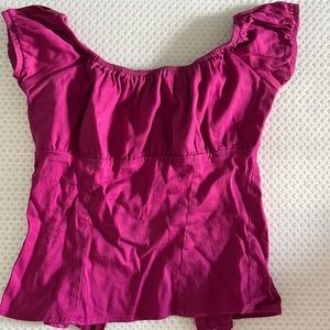 PINUP COUTURE/ PIN UP GIRL CLOTHING GATHERED PEASANT TOP